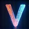 Fictional 'Virtua Studios' logo, a stylized 'V' resembling a futuristic city, indicating a strategic partnership.