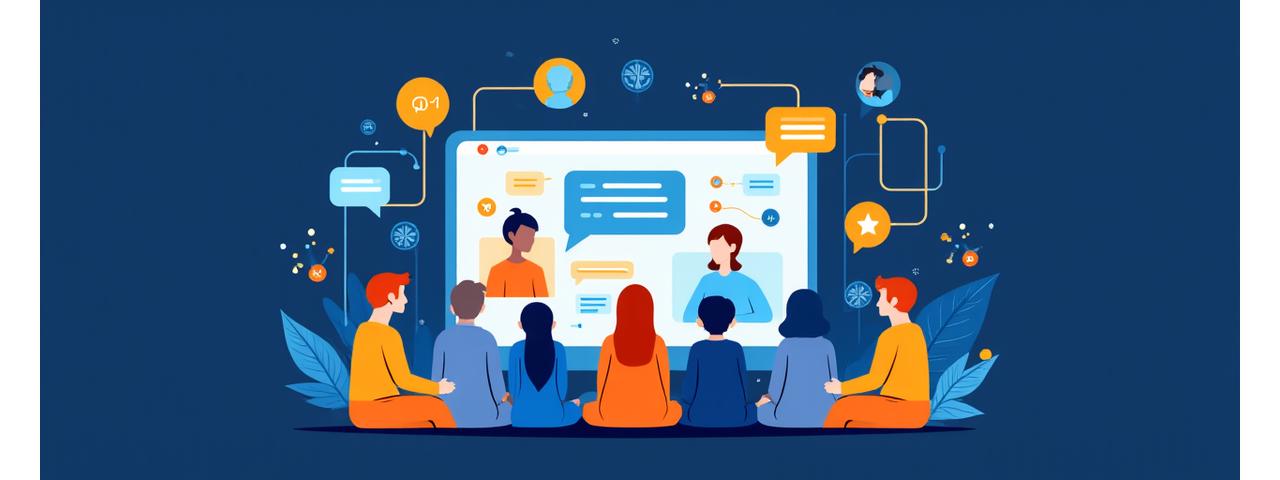 Diverse group of gamers in an accessible online forum, with chat bubbles and user avatars. Sense of camaraderie and shared passion.