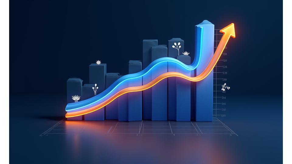 Abstract chart showing reduction in stress levels over time with wellness gaming