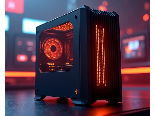 Custom gaming console with prominent 'Phoenix Esports' logo, sleek metallic finish, and vibrant orange lighting details, suggesting high performance.