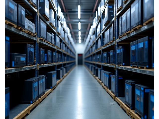 Warehouse full of neatly stacked gaming consoles and peripherals for rent