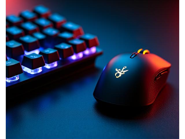 Ergonomic gaming mouse and mechanical keyboard glowing with RGB lights