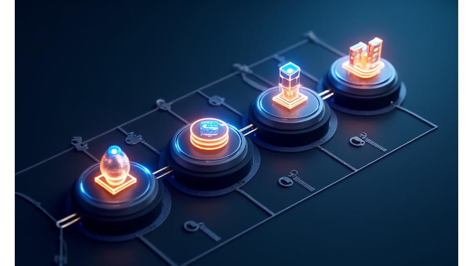 A stylized infographic illustrating Albion Core's retro console restoration process, showing steps like assessment, disassembly, cleaning, component replacement, reassembly, testing, and final delivery, with tech-inspired icons for each stage.